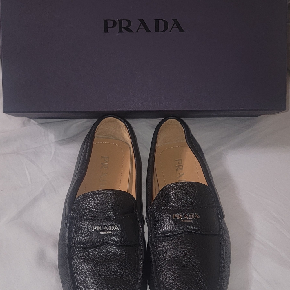 Authentic Prada Black Leather Men's Loafers